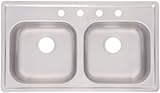 Kindred FMSB654NB Double Bowl Stainless Steel 33 x 19-Inch Top-mount Sink