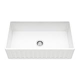 33 Inch VIGO Single Bowl Matte Stone Farmhouse Slotted Reversible Flat Apron Front Undermount...