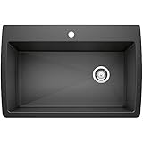 BLANCO, Anthracite 441094 DIAMOND SILGRANIT Super Single Drop-In or Undermount Kitchen Sink, 33.5' X...