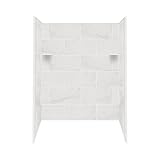 Transolid RBE6026-91 Solid Surface Tub/Shower Wall Kit, 32-Inch x 60-Inch x 60-Inch, White Carrara