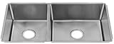 JULIEN J18 025810 Undermount 18 Gauge Stainless Steel Double Bowl Kitchen Sink 12''x16''x8'' (Left)...