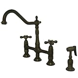 Kingston Brass KS1275AXBS Heritage Bridge Kitchen Faucet, 8-3/4' Spout Reach, Oil Rubbed Bronze