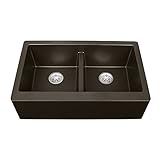 Karran QA-750 Sink/Quartz/Double Equal Bowl with Apron/Brown
