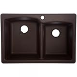 Franke EODB33229-1 Granite Offset Double Bowl Kitchen Sink, Mocha