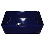 Whitehaus Collection WH3018-BLUE Duet Series 30 inch Smooth Front Apron Reversible Fireclay Sink