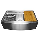 AKDY Handmade Workstation Ledge 33-inch Farmhouse Apron Mount Kitchen Sink Single Bowl in Stainless...