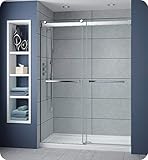Fleurco Gemini 57” to 60”W x 79”H Bypass Plus 60 In-Line Frameless Sliding Shower Door 3/8”...
