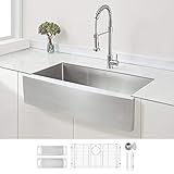 ZUHNE Stainless Steel Farmhouse Kitchen Sink (36-Inch Apron Front, 16-Gauge Single Bowl)