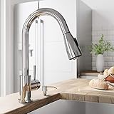 VIGO VG02005CH Weston 16 Inch Single Handle Pulldown Arc Brass Kitchen Sink Faucet, Single Hole...