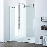 VIGO Adjustable 60 - 64 in. W x 74 in. H Frameless Sliding Rectangle Shower Door with Clear Tempered...