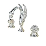 Rozin Chrome Finish Swan Spout Bathroom Basin Faucet 2 Knobs Sink Mixer Tap