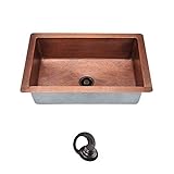 MR Direct 903-FL Copper Undermount 33 in. Single Bowl Kitchen Sink Flange