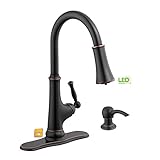 Glacier Bay Touchless Single-Handle Pull-Down Sprayer Kitchen Faucet with LED Light in Bronze