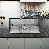 VIGO VG3019BK1 Ludlow 30 Inch Undermount 16 Gauge Stainless Steel Single Bowl Handmade Kitchen Sink...