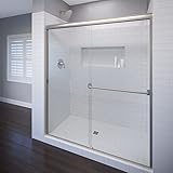 Basco Shower Door CLCH05A6070XPBN Classic semi-Frameless Sliding Shower Door, Brushed Nickel