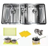 Ariel ARL-R4220 42 Inch 16 Gauge Undermount Triple Bowl Stainless Steel Sink Premium Package 15mm...