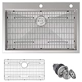 MOWA HTS3322 Tight Radius 33' 16 Gauge Stainless Steel Topmount Drop-in Kitchen Sink - Upgraded...