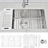 ZUHNE Modena Undermount Kitchen Sink Set, 16-Gauge Stainless Steel (30-Inch Single Bowl)